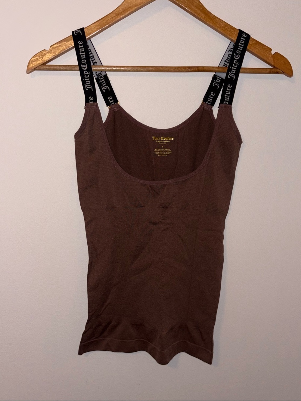 Juicy Couture Brown Tank Top with Branded Black Straps - Bodycon